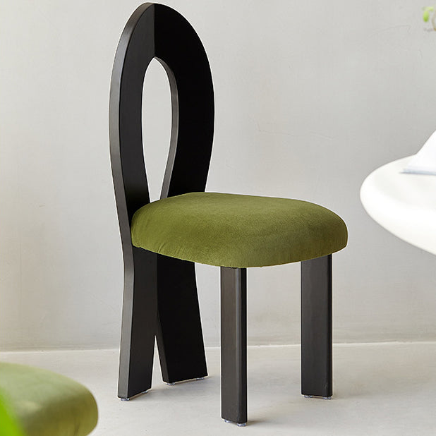 Contemporary Retro Trapezoid Solid Wood Velvet Dining Chair Backrest For Dining Room