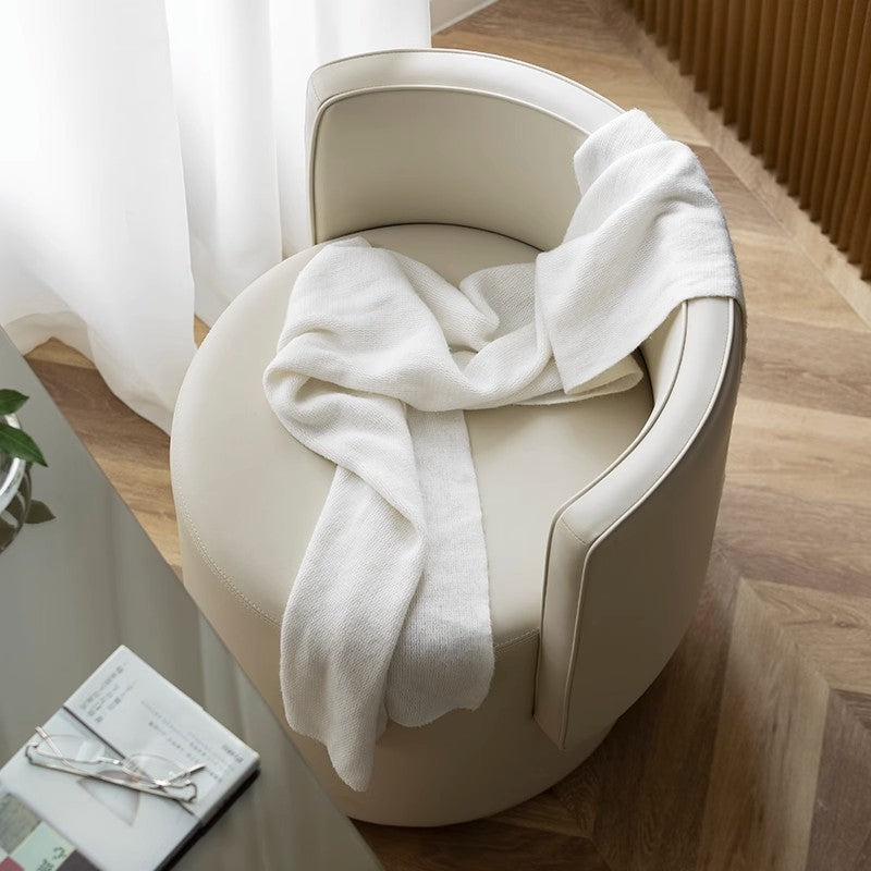 Contemporary Nordic Cylinder Microfiber Leather Aluminum Pine Wood Vanity Stool Backrest For Bedroom