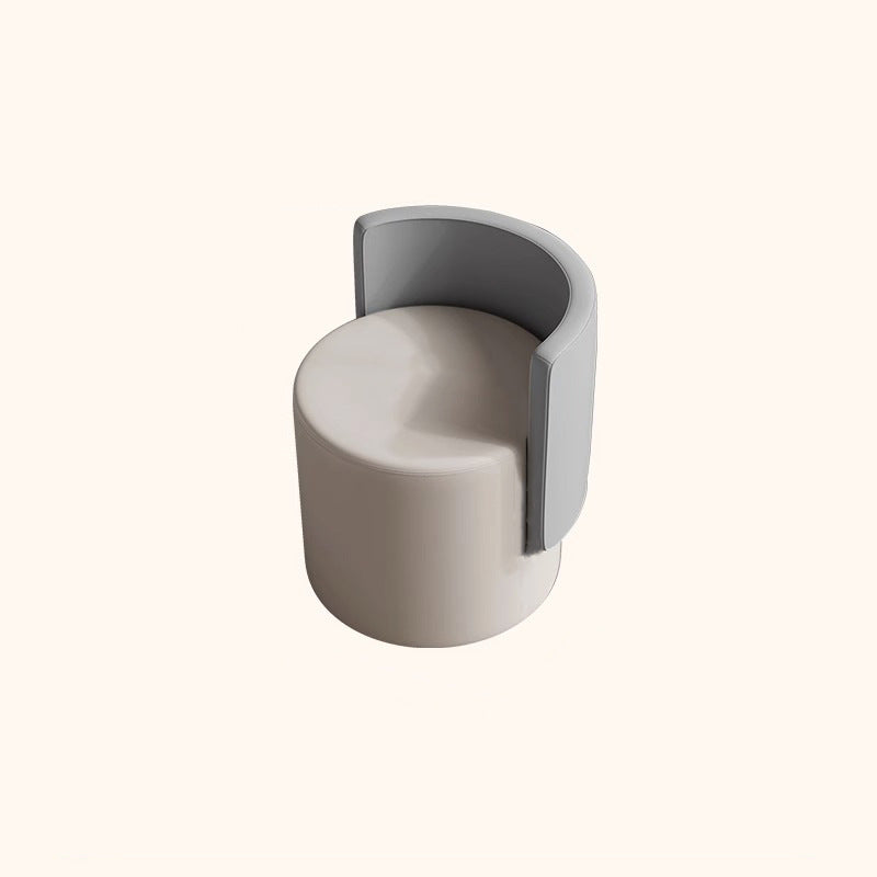 Contemporary Nordic Cylinder Microfiber Leather Aluminum Wood Vanity Stool Backrest For Bedroom