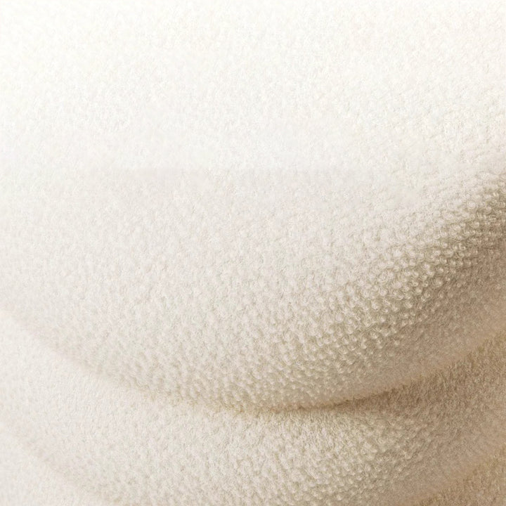 Moderner minimalistischer Schminkhocker mit zylindrischem Gestell aus Sherpa-Stoff und Sperrholz fürs Schlafzimmer 
