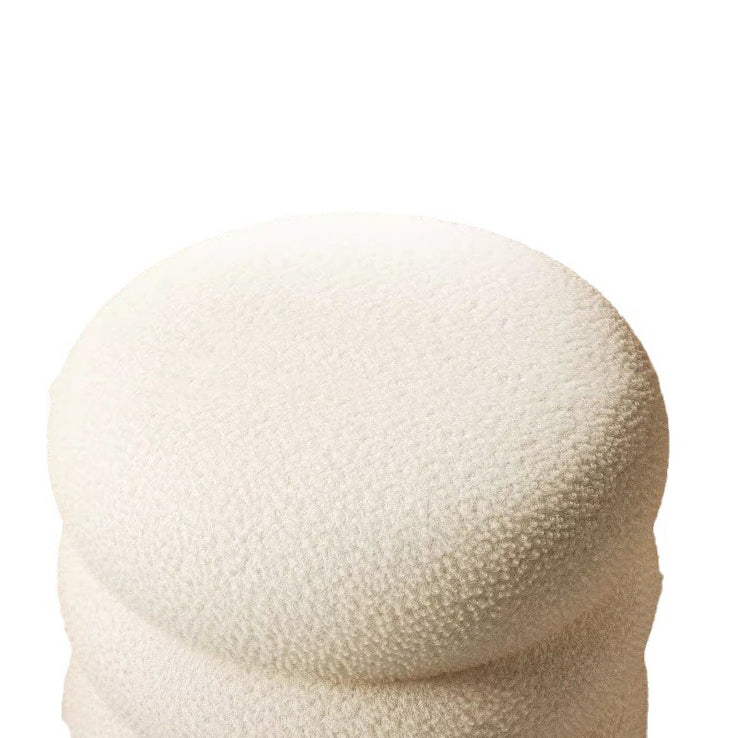 Modern Minimalist Cylinder Frame Lambswool Solid Wood Vanity Stool For Bedroom