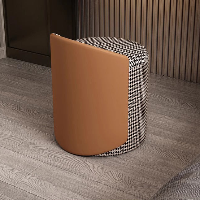 Modern Luxury Cylinder Cotton Linen Faux Leather Vanity Stool Backrest For Bedroom