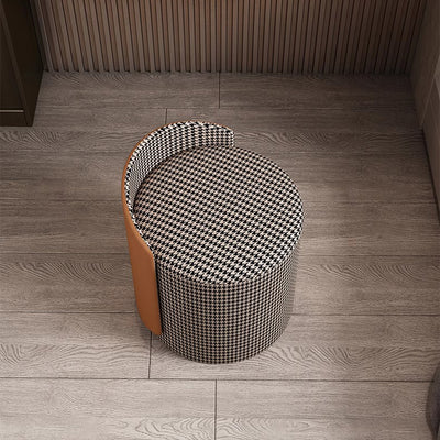 Modern Luxury Cylinder Cotton Hemp Leather Vanity Stool Backrest For Bedroom