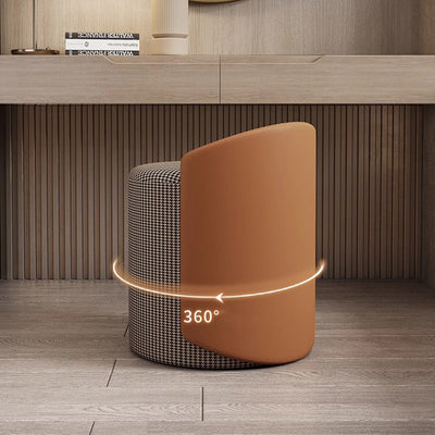 Modern Luxury Cylinder Cotton Hemp Leather Vanity Stool Backrest For Bedroom