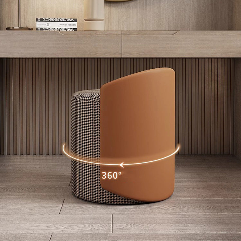Modern Luxury Cylinder Cotton Hemp Leather Vanity Stool Backrest For Bedroom