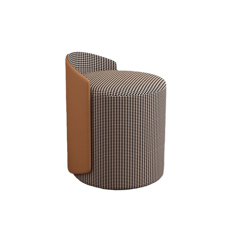 Modern Luxury Cylinder Cotton Linen Faux Leather Vanity Stool Backrest For Bedroom