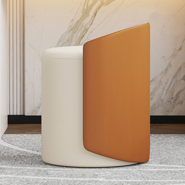 Modern Luxury Cylinder Cotton Linen Faux Leather Vanity Stool Backrest For Bedroom