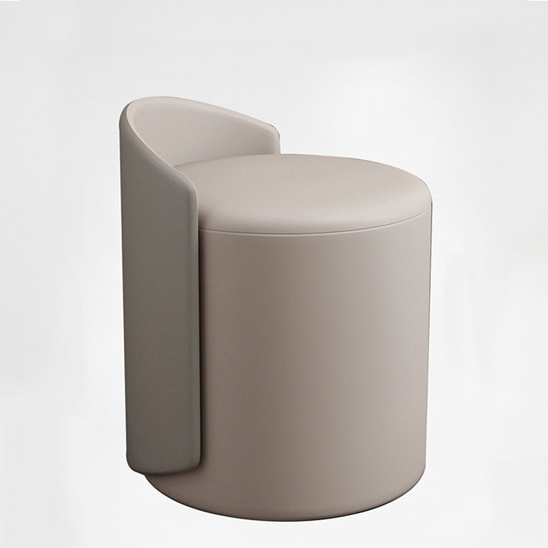 Modern Luxury Cylinder Cotton Linen Faux Leather Vanity Stool Backrest For Bedroom