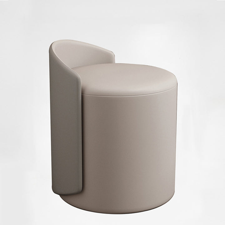Modern Luxury Cylinder Cotton Linen Faux Leather Vanity Stool Backrest For Bedroom