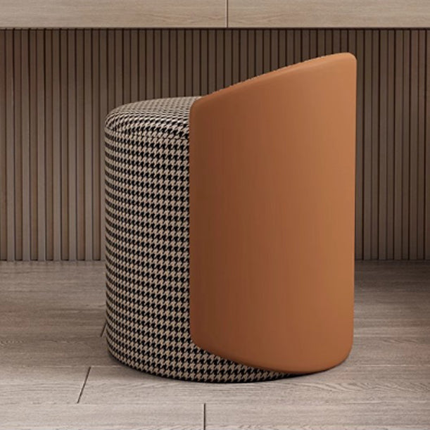 Modern Luxury Cylinder Cotton Hemp Leather Vanity Stool Backrest For Bedroom