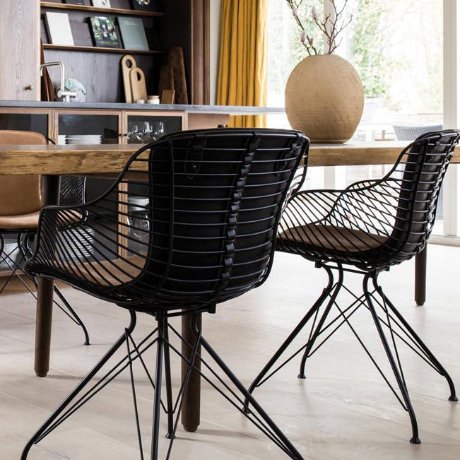 Modern Luxury Square Cushion Leather Metal Dining Chair Backrest Armrest Or Dining Room