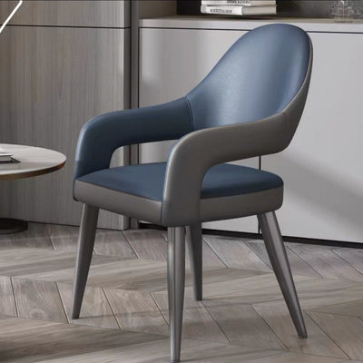 Contemporary Scandinavian Square Cushion Leather Iron Backrest Armrest Or Dining Room