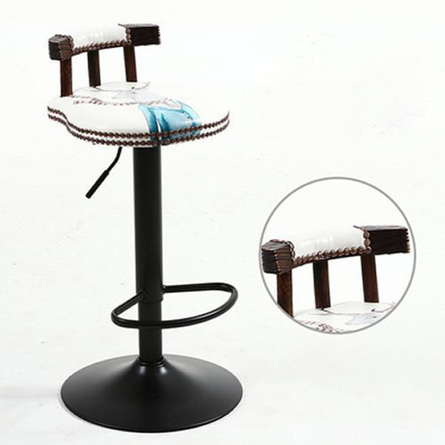 Modern Shabby Chic Oval Cushion Leather Solid Wood Bar Stool Backrest For Dining Room