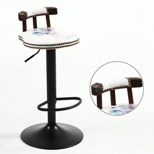 Modern Shabby Chic Oval Cushion Leather Solid Wood Bar Stool Backrest For Dining Room