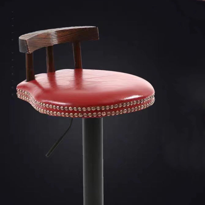 Moderner ovaler Barhocker im Shabby-Chic-Stil mit Rückenlehne aus geöltem Wachsleder, Massivholz und Eisen für das Esszimmer 