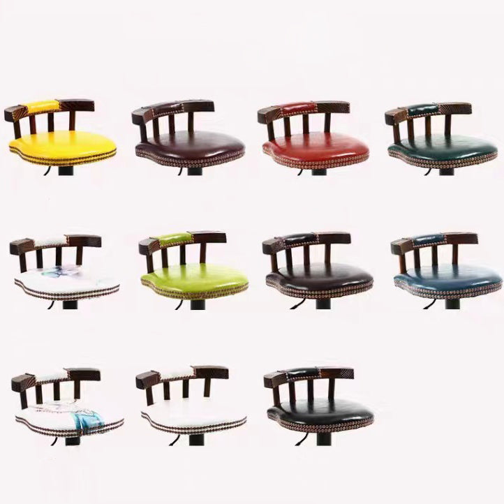 Modern Shabby Chic Oval Cushion Leather Solid Wood Bar Stool Backrest For Dining Room