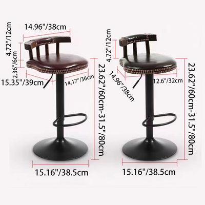Modern Shabby Chic Oval Cushion Leather Solid Wood Bar Stool Backrest For Dining Room