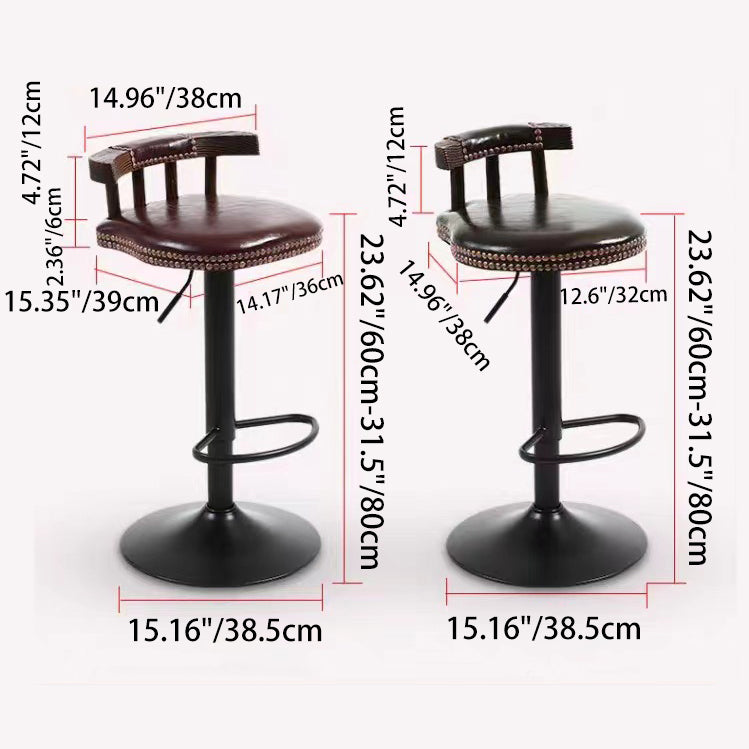 Modern Shabby Chic Oval Cushion Leather Solid Wood Bar Stool Backrest For Dining Room
