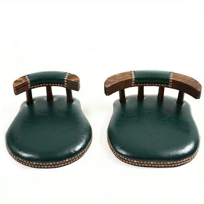 Modern Shabby Chic Oval Cushion Leather Solid Wood Bar Stool Backrest For Dining Room