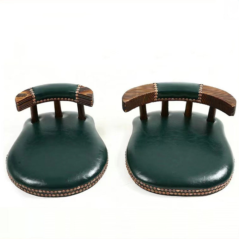 Modern Shabby Chic Oval Cushion Leather Solid Wood Bar Stool Backrest For Dining Room