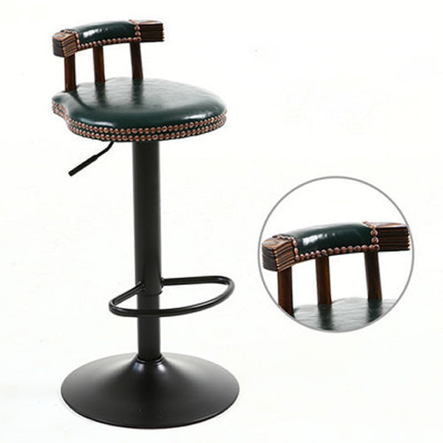 Modern Shabby Chic Oval Cushion Leather Solid Wood Bar Stool Backrest For Dining Room