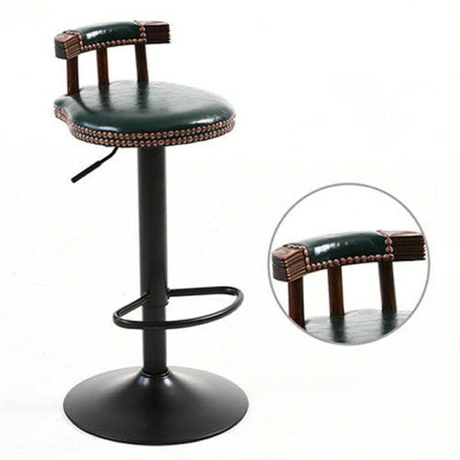 Modern Shabby Chic Oval Cushion Leather Solid Wood Bar Stool Backrest For Dining Room
