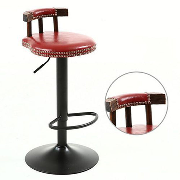 Modern Shabby Chic Oval Cushion Leather Solid Wood Bar Stool Backrest For Dining Room