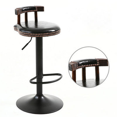 Modern Shabby Chic Oval Cushion Leather Solid Wood Bar Stool Backrest For Dining Room