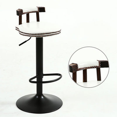 Modern Shabby Chic Oval Cushion Leather Solid Wood Bar Stool Backrest For Dining Room