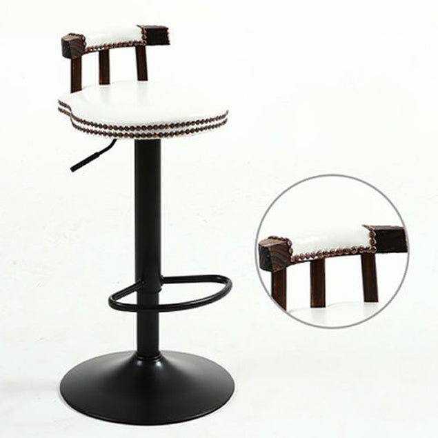 Modern Shabby Chic Oval Cushion Leather Solid Wood Bar Stool Backrest For Dining Room