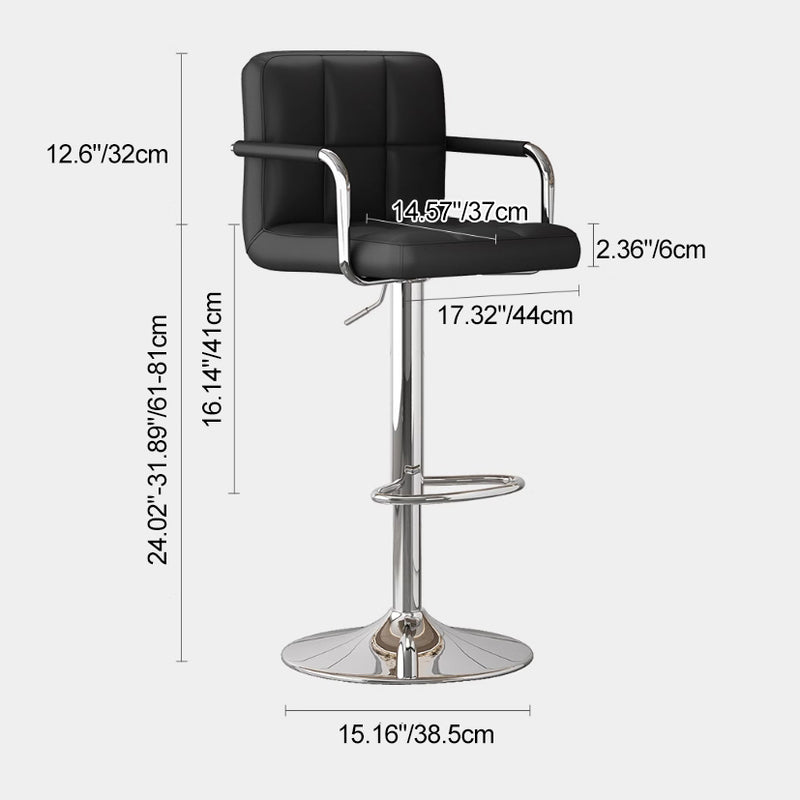 Modern Minimalist Rectangular Cushion Leather Stainless Steel Bar Stool Backrest For Dining Room
