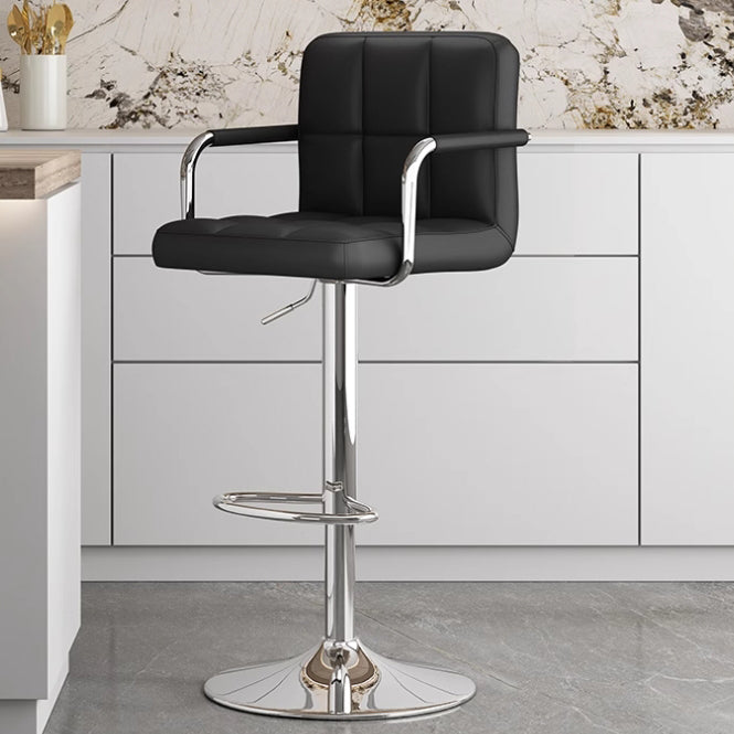 Modern Minimalist Rectangular Cushion Leather Stainless Steel Bar Stool Backrest For Dining Room
