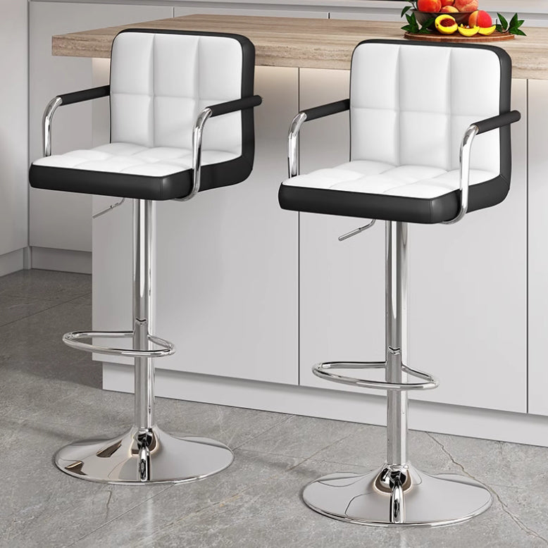 Modern Minimalist Rectangular Cushion Leather Stainless Steel Bar Stool Backrest For Dining Room