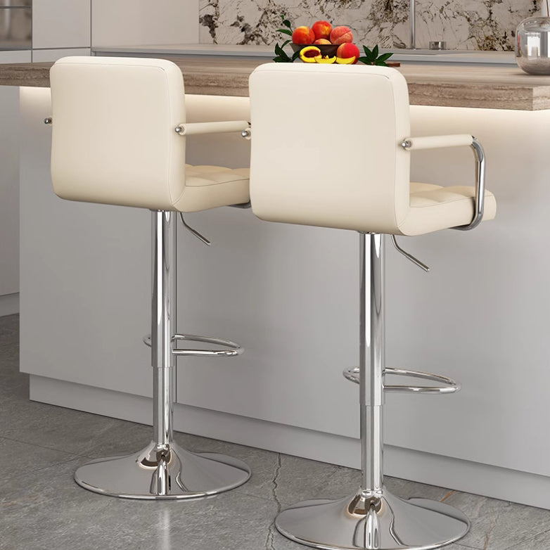 Modern Minimalist Rectangular Cushion Leather Stainless Steel Bar Stool Backrest For Dining Room