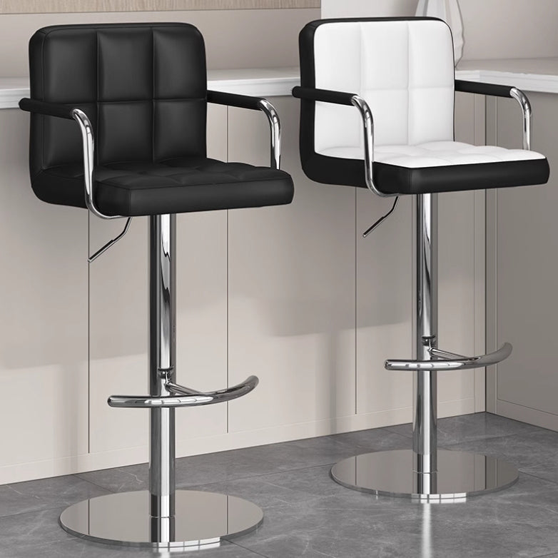 Modern Minimalist Rectangular Cushion Leather Stainless Steel Bar Stool Backrest For Dining Room