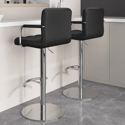 Modern Minimalist Rectangular Cushion Leather Stainless Steel Bar Stool Backrest For Dining Room