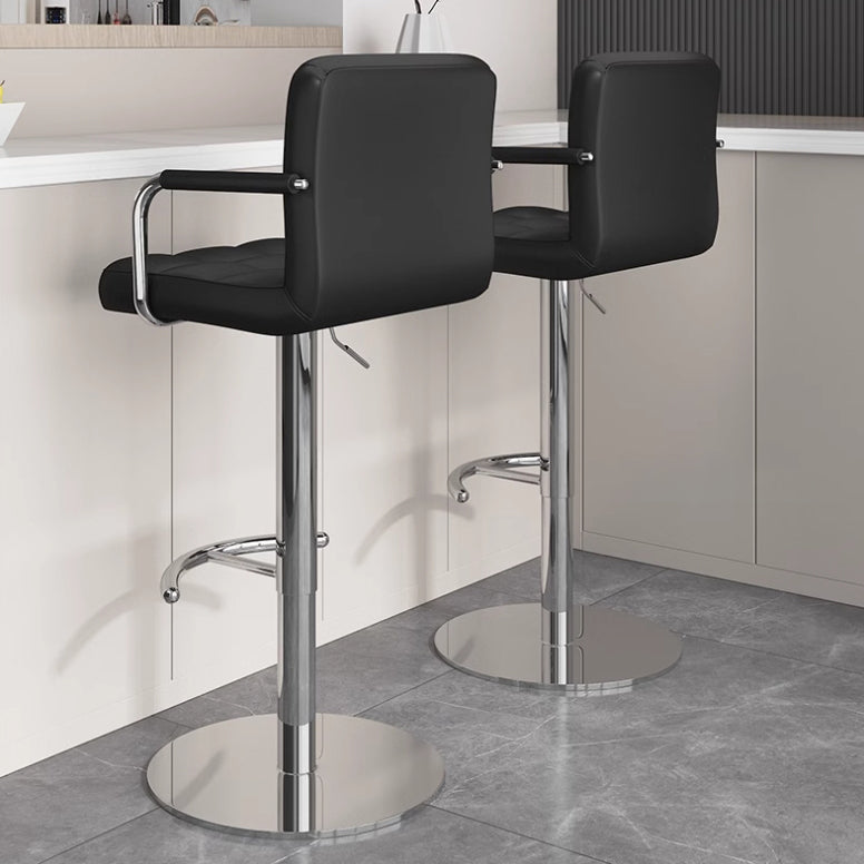 Modern Minimalist Rectangular Cushion Leather Stainless Steel Bar Stool Backrest For Dining Room