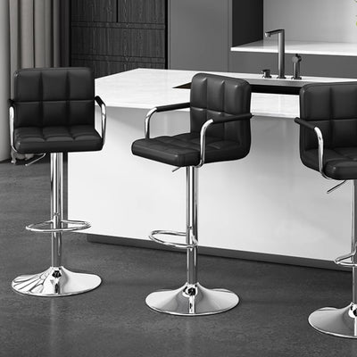 Modern Minimalist Rectangular Cushion Leather Stainless Steel Bar Stool Backrest For Dining Room