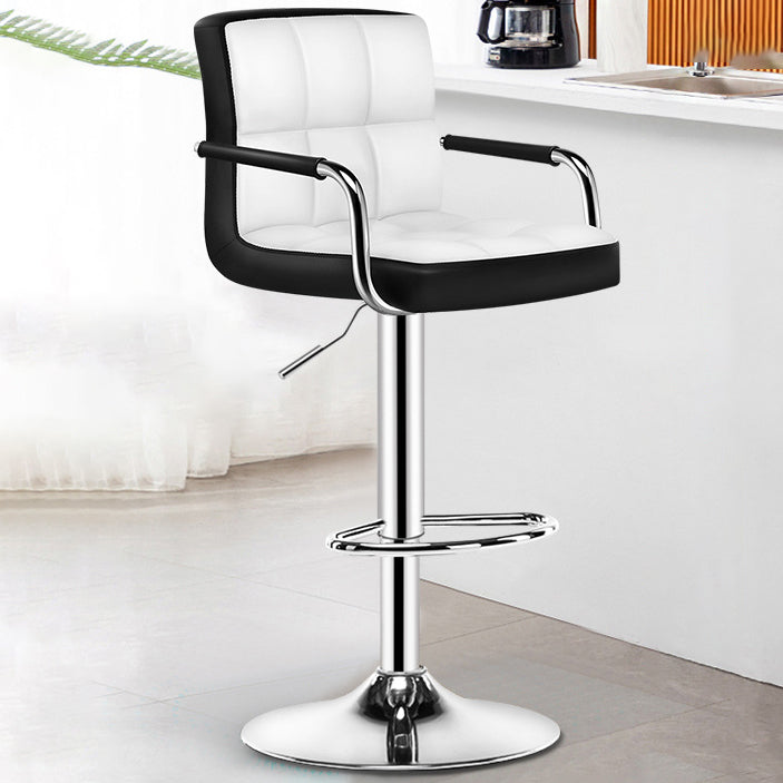 Modern Minimalist Rectangular Cushion Leather Stainless Steel Bar Stool Backrest For Dining Room