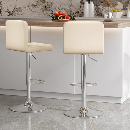 Modern Minimalist Rectangular Cushion Leather Stainless Steel Bar Stool Backrest For Dining Room
