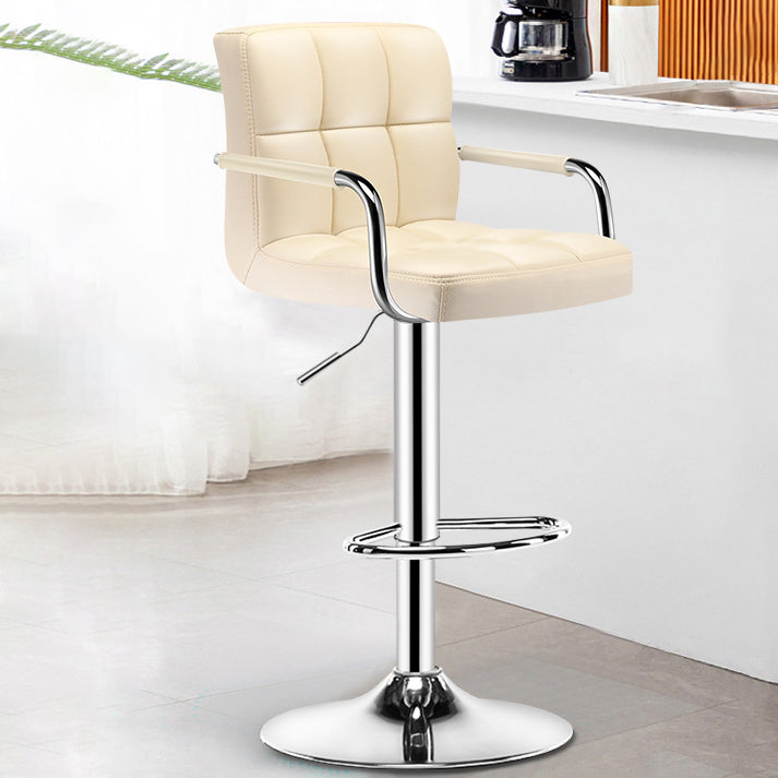 Modern Minimalist Rectangular Cushion Leather Stainless Steel Bar Stool Backrest For Dining Room