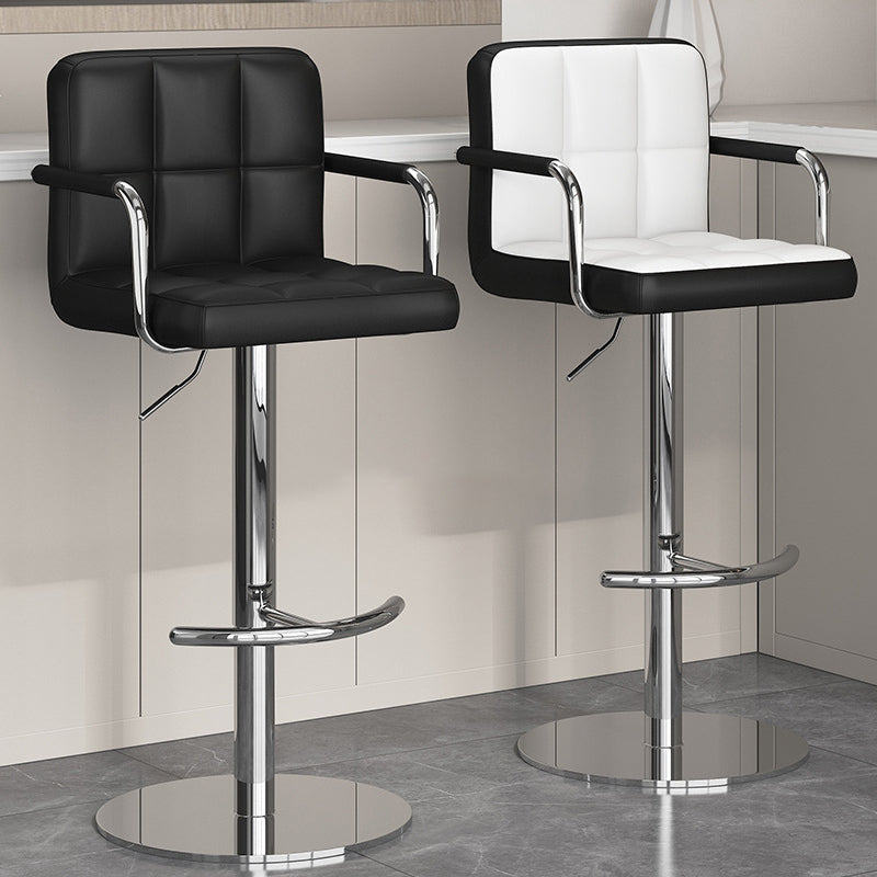 Modern Minimalist Rectangular Cushion Leather Stainless Steel Bar Stool Backrest For Dining Room