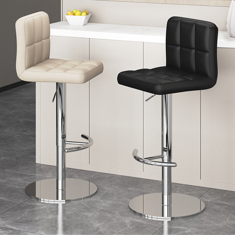 Modern Minimalist Rectangular Cushion Leather Stainless Steel Bar Stool Backrest For Dining Room