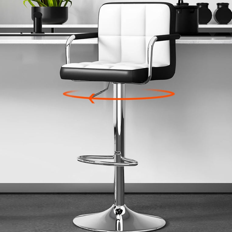 Modern Minimalist Rectangular Cushion Leather Stainless Steel Bar Stool Backrest For Dining Room