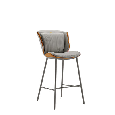 Modern Luxury Trapezoid Cushion Microfiber Leather Carbon Steel Bar Stool Backrest For Dining Room