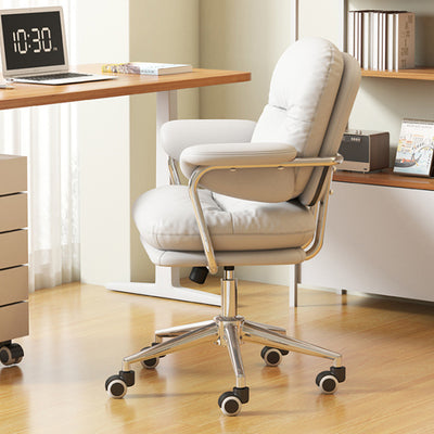 Contemporary Nordic Square Back PU Leather Stainless Steel Desk Chair Backrest Armrest For Home Office