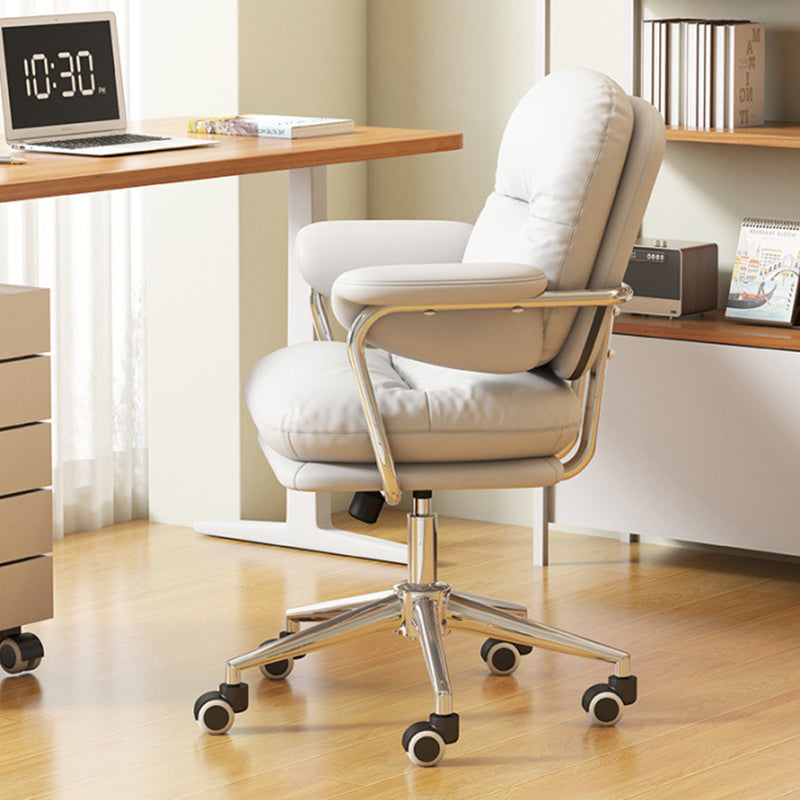Contemporary Nordic Square Back PU Leather Stainless Steel Desk Chair Backrest Armrest For Home Office