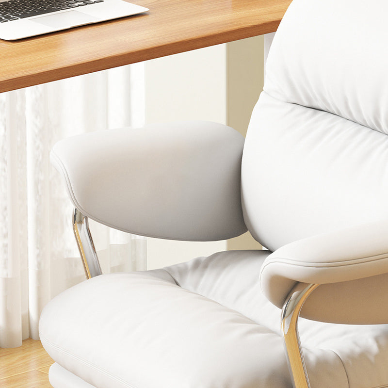 Contemporary Nordic Square Back PU Leather Stainless Steel Desk Chair Backrest Armrest For Home Office
