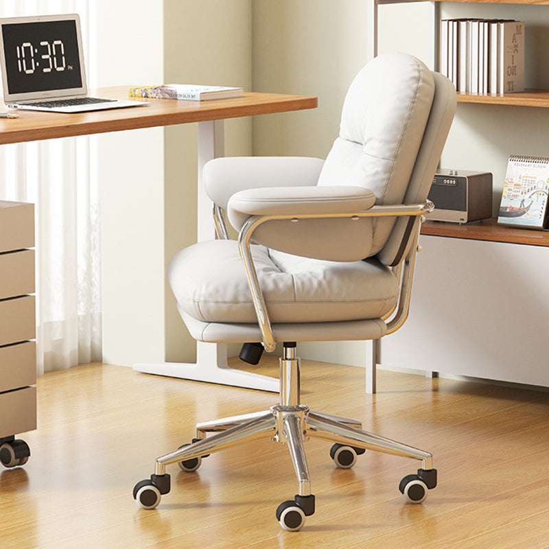 Contemporary Nordic Square Back PU Leather Stainless Steel Desk Chair Backrest Armrest For Home Office