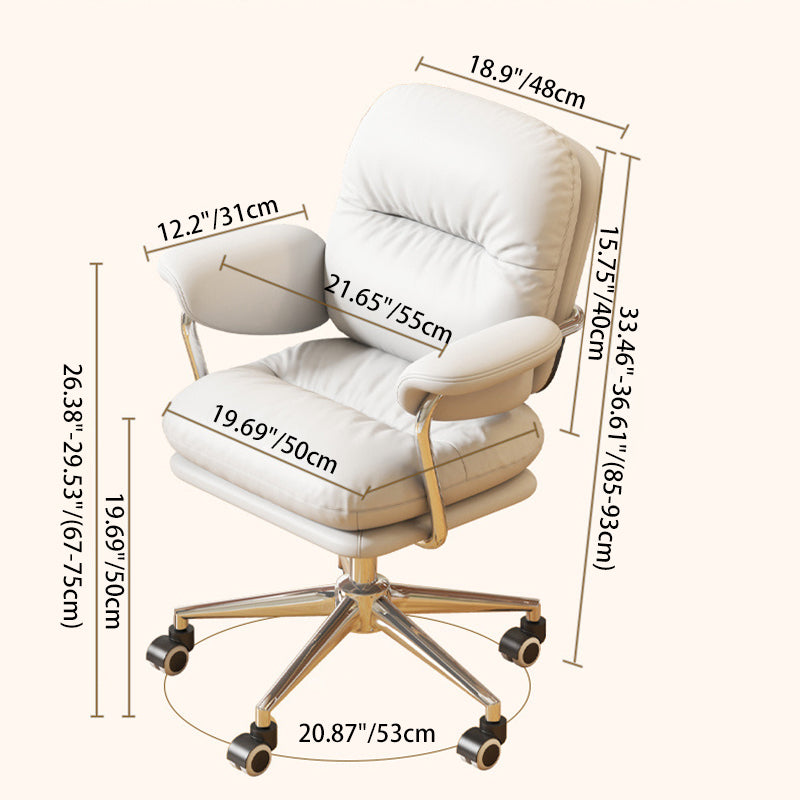 Contemporary Nordic Square Back PU Leather Stainless Steel Desk Chair Backrest Armrest For Home Office